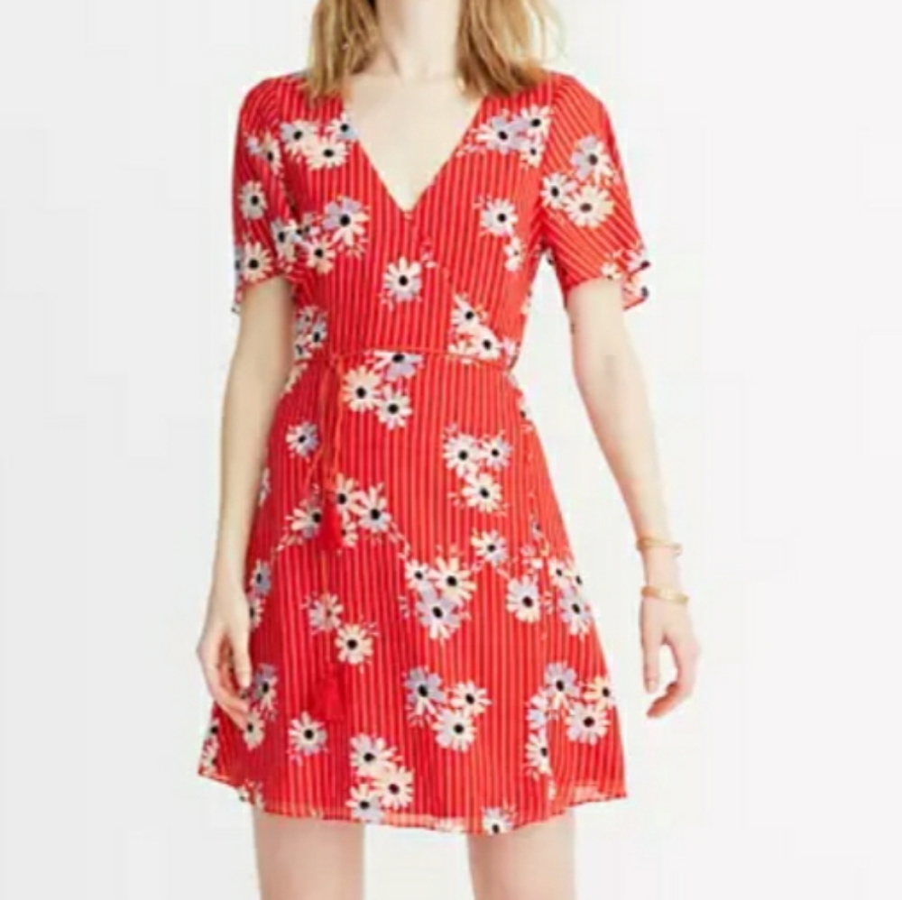MADEWELL Button-Wrap Dress in Daisy Society Sz 4